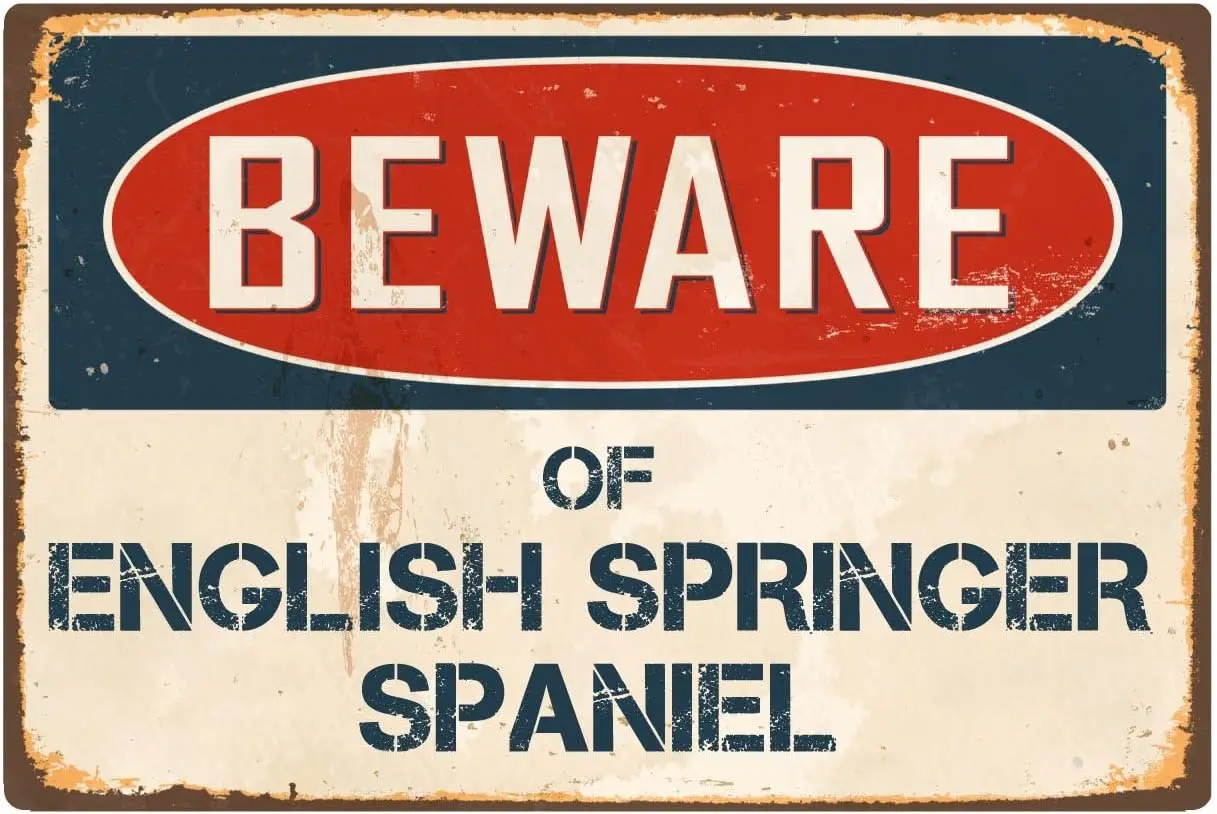 Beware Of English Springer Spaniel 8” x 12” Vintage Aluminum Retro Metal Sign VS162