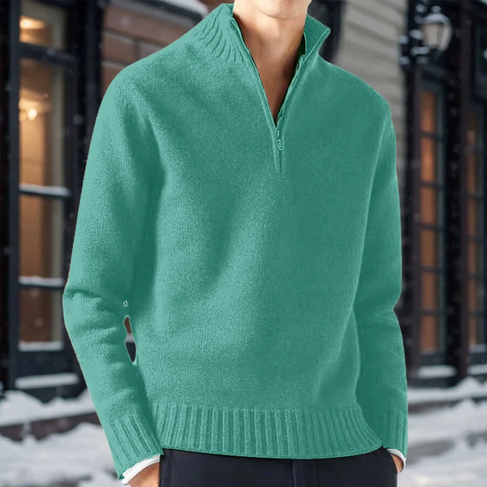 Autumn Winter Men Turtlenecks Sweaters Knitwear Pullovers Solid Color Long Sleeved Sweater Male Casual Daily Warm Sweater Coats