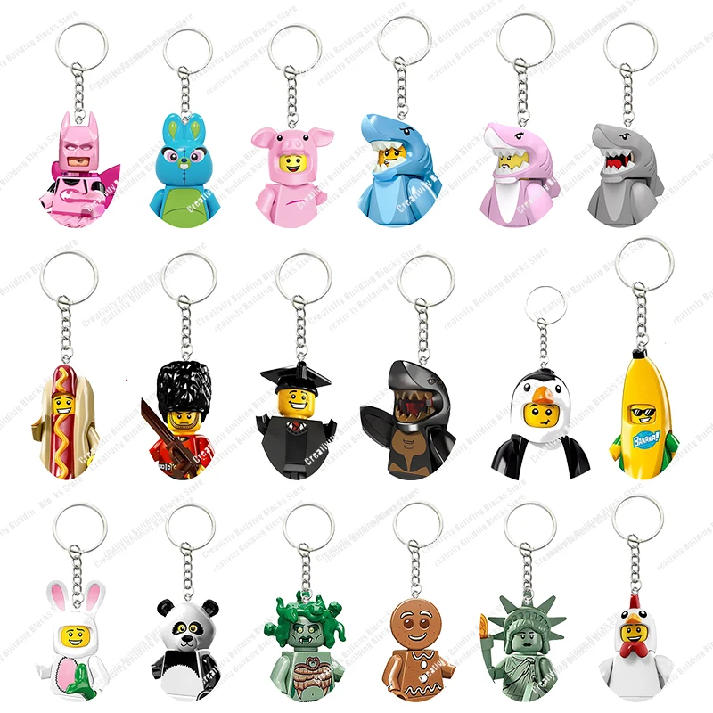 Hot Selling Sleutelhanger Serie Haai Man Pinguïn Man Banaan Man 3d Model Diy Bouwsteen Speelgoed Klassiek Filmmodel Kinderspeelgoed