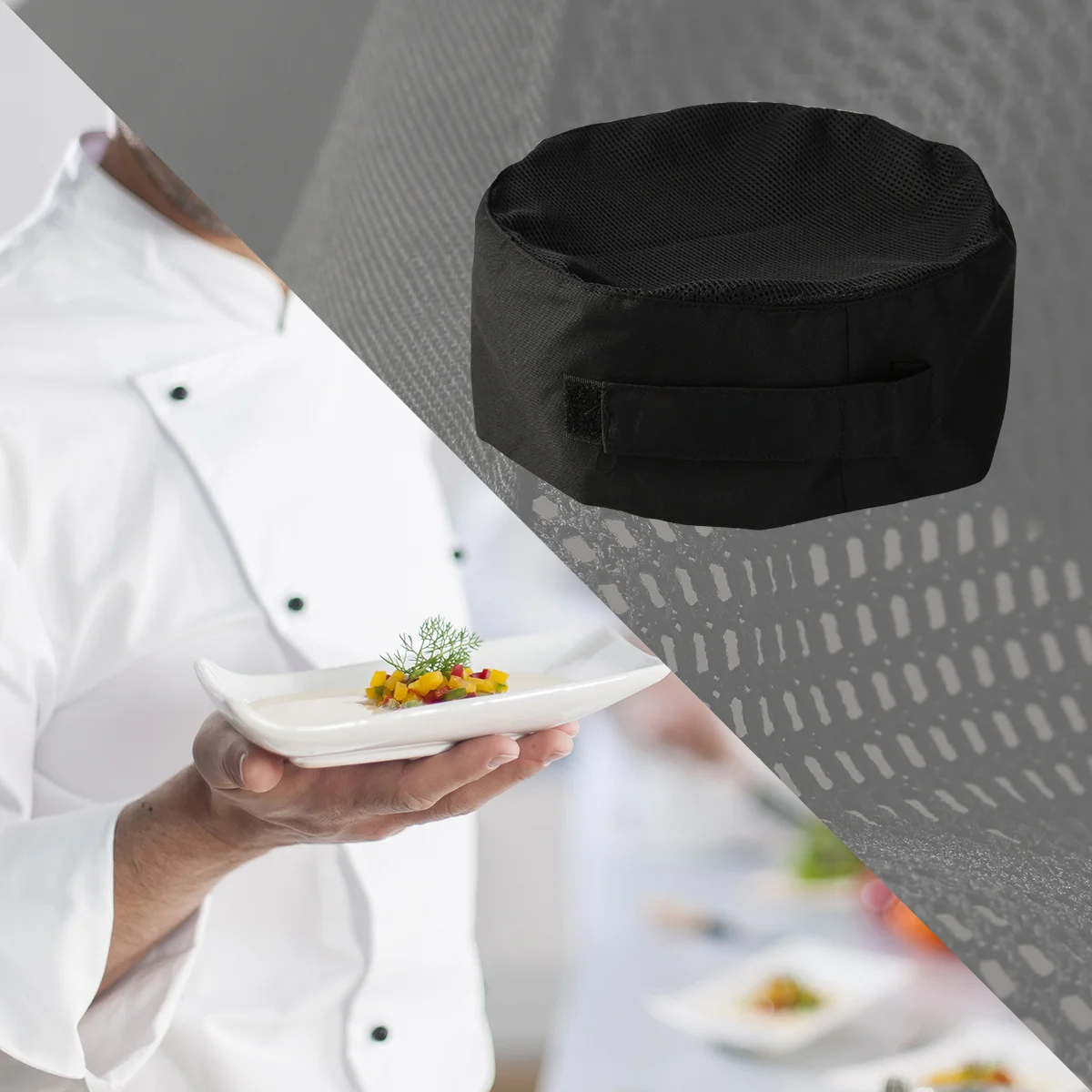 Berretto con teschio nero regolabile Cappello da cuoco in rete traspirante Taglia unica Catering Cucina Cottura Comodo berretto con teschio professionale
