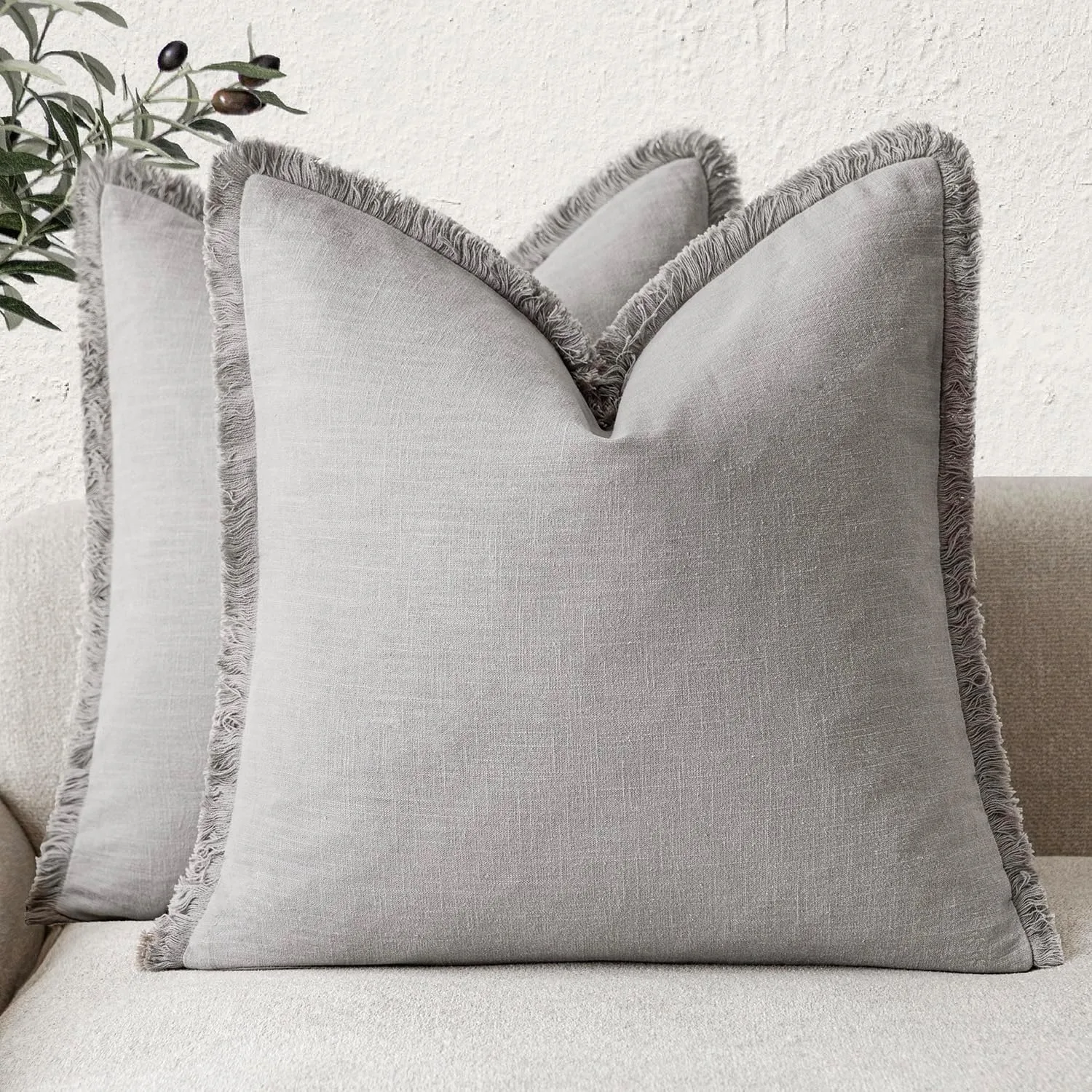 45X45CmLight الأزرق الزخرفية الكتان مهدب وسادة غطاء البوهيمي مزرعة مهدب غرفة المعيشة أريكة سرير كرسي غطاء الوسادة مع #3