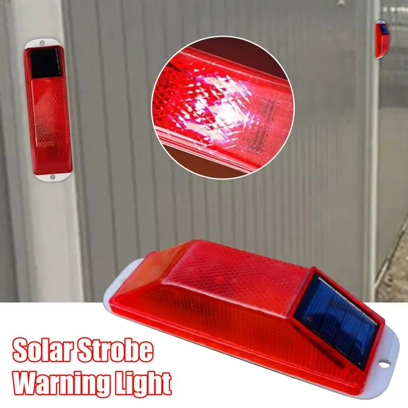 Red Car Solar Strobe Warning LED Lamp Chip Control Bridge Rechargeable Night Driving Traffic Safety Caution Light Accessories