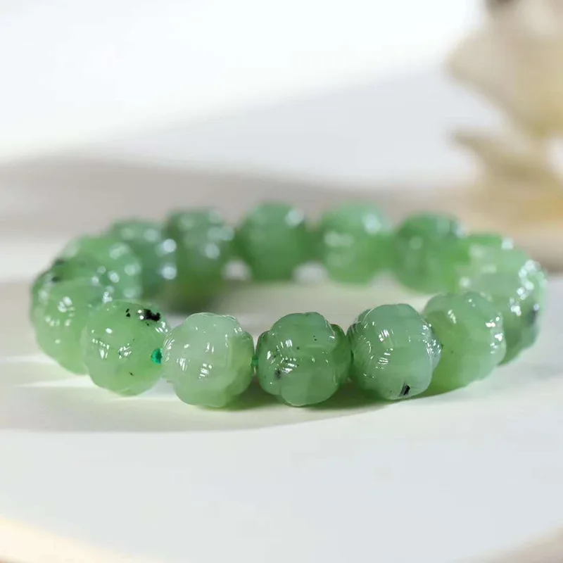 

Natural Hetian Jade Russian Old Material Hydrangea Bracelet Men And Women
