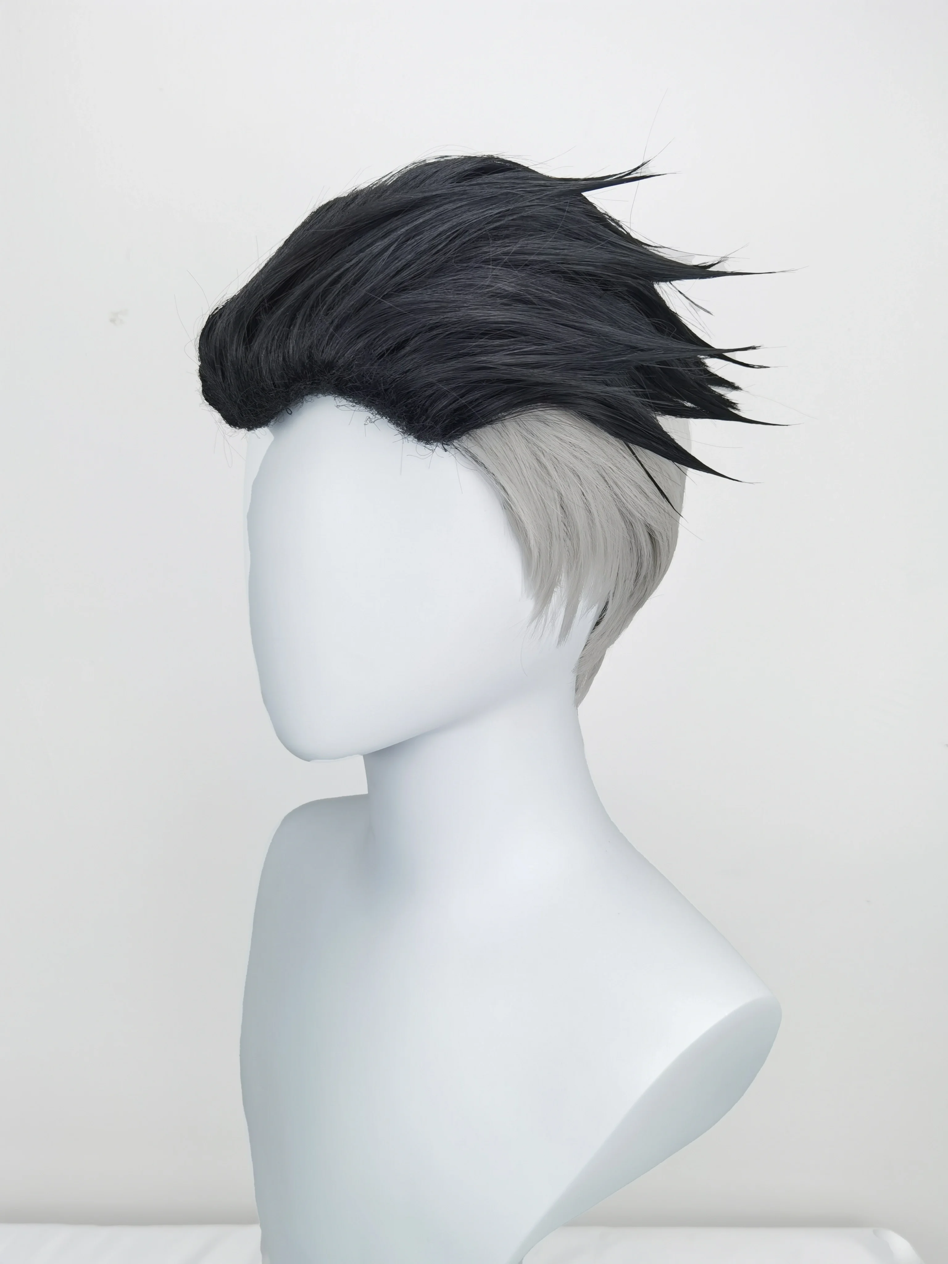 Dämonentöter: Hashira Gyomei Himejima – Cosplay-Perücke mit Witwengipfel und geschlitztem Rückenhaar