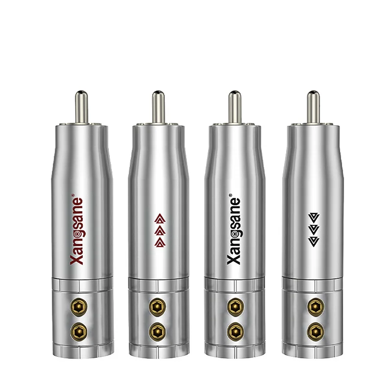 

High End RCA Audio Connector Pure Red Copper with Silver / Rhodium Plated RCA Male Plug Jack 11mm