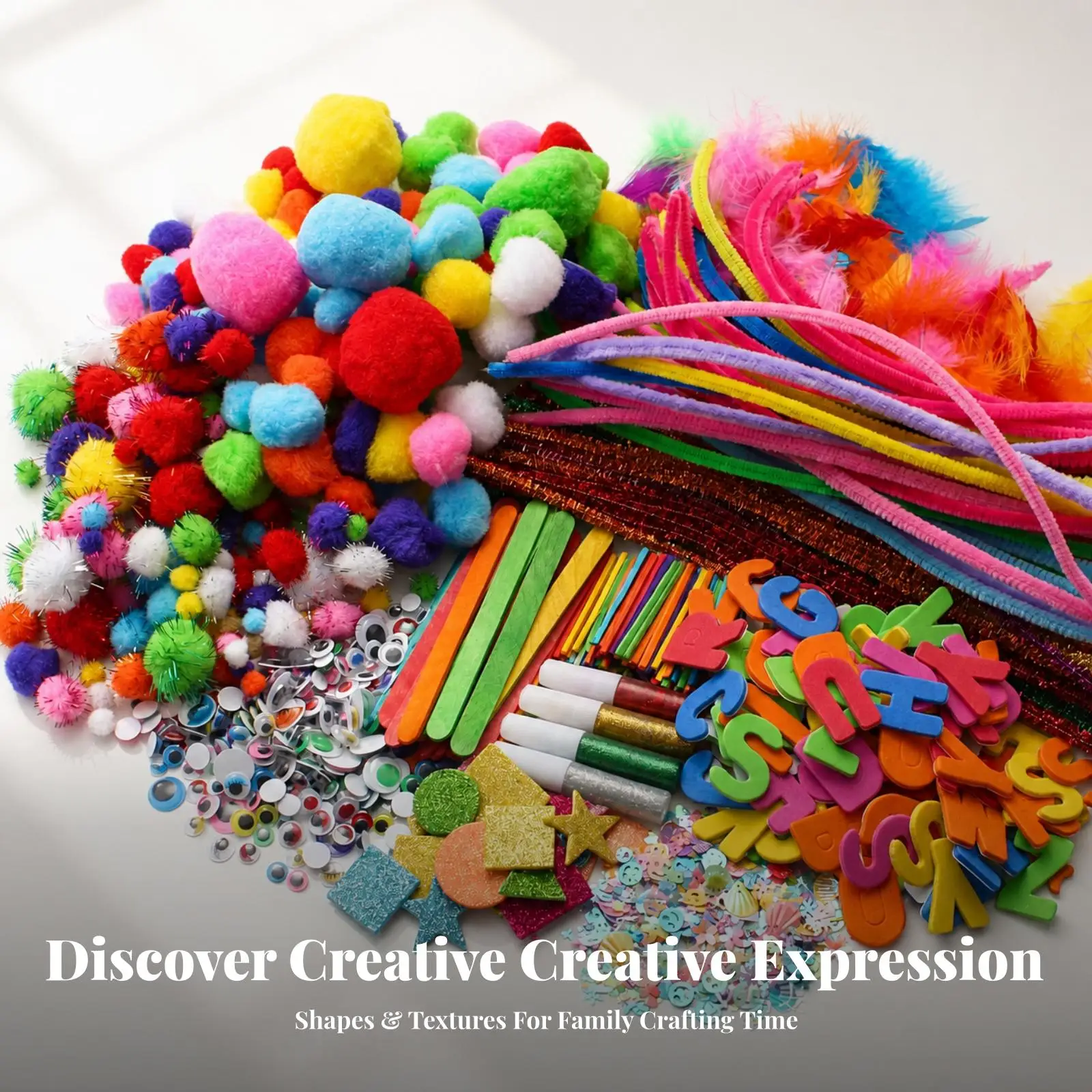 DIY Craft Materials Kit Creative Craft Kit with Carrying Bag Allcomplete Colorful for Children, Home, Classrooms