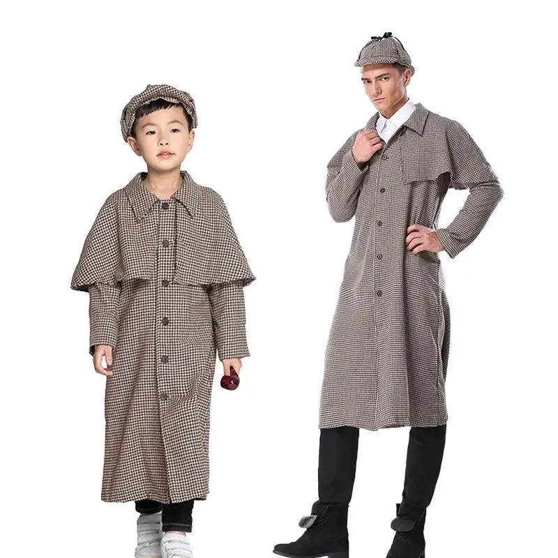 ชุดคอสเพลย์เออร์โล โฮล์มส์ สำหรับผู้ชาย ชุดนักสืบเออร์โล บริติ ลายสก็อต ชุดแสดงบนเวที ชุดทักซิโด้แบบจั๊มสูท