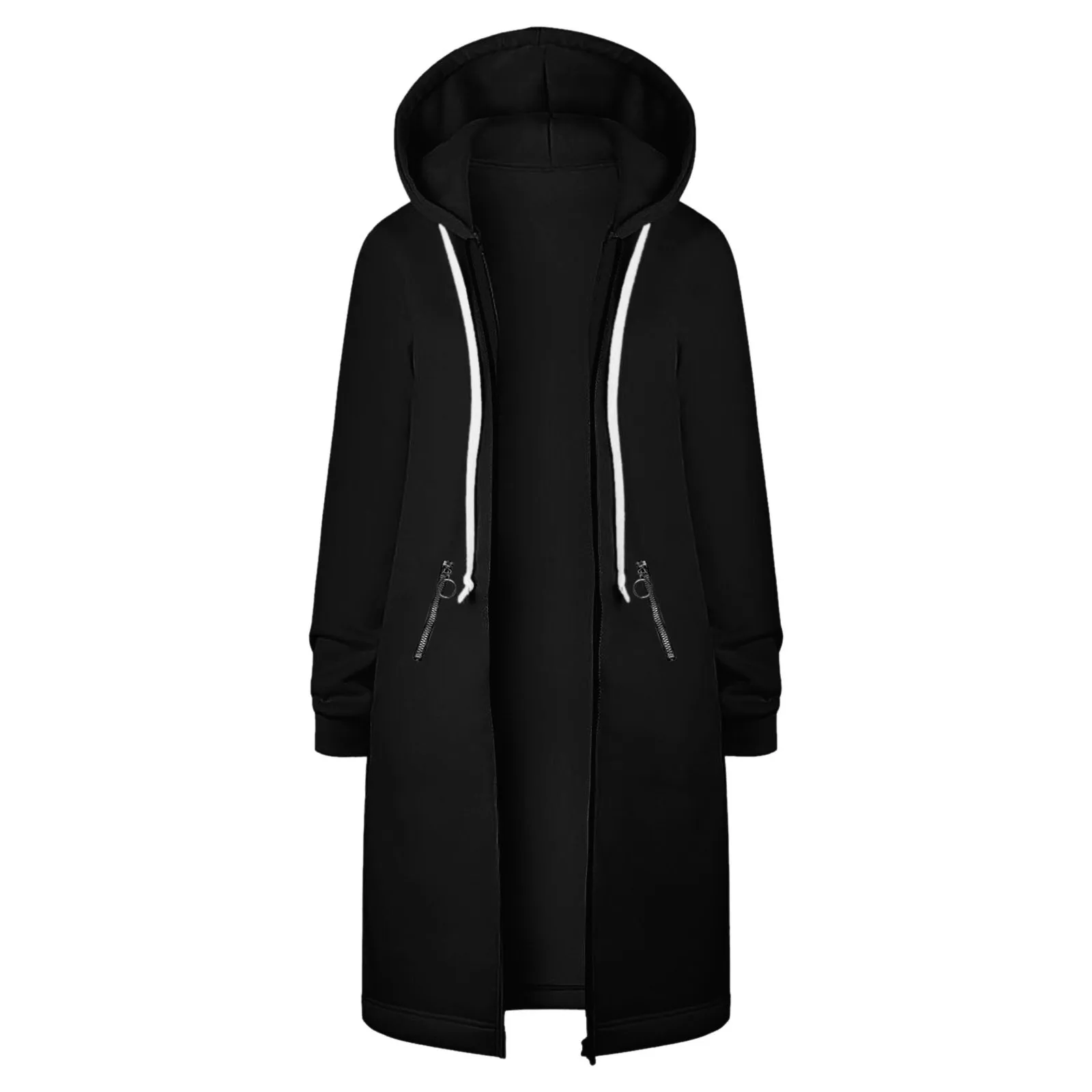 Women\'s 2023 Sweatshirt Jacket Fashion Solid Color Hooded Zipper Pocket Sweater Coat Harajuku Oversize Casual Y2K Women Clothes