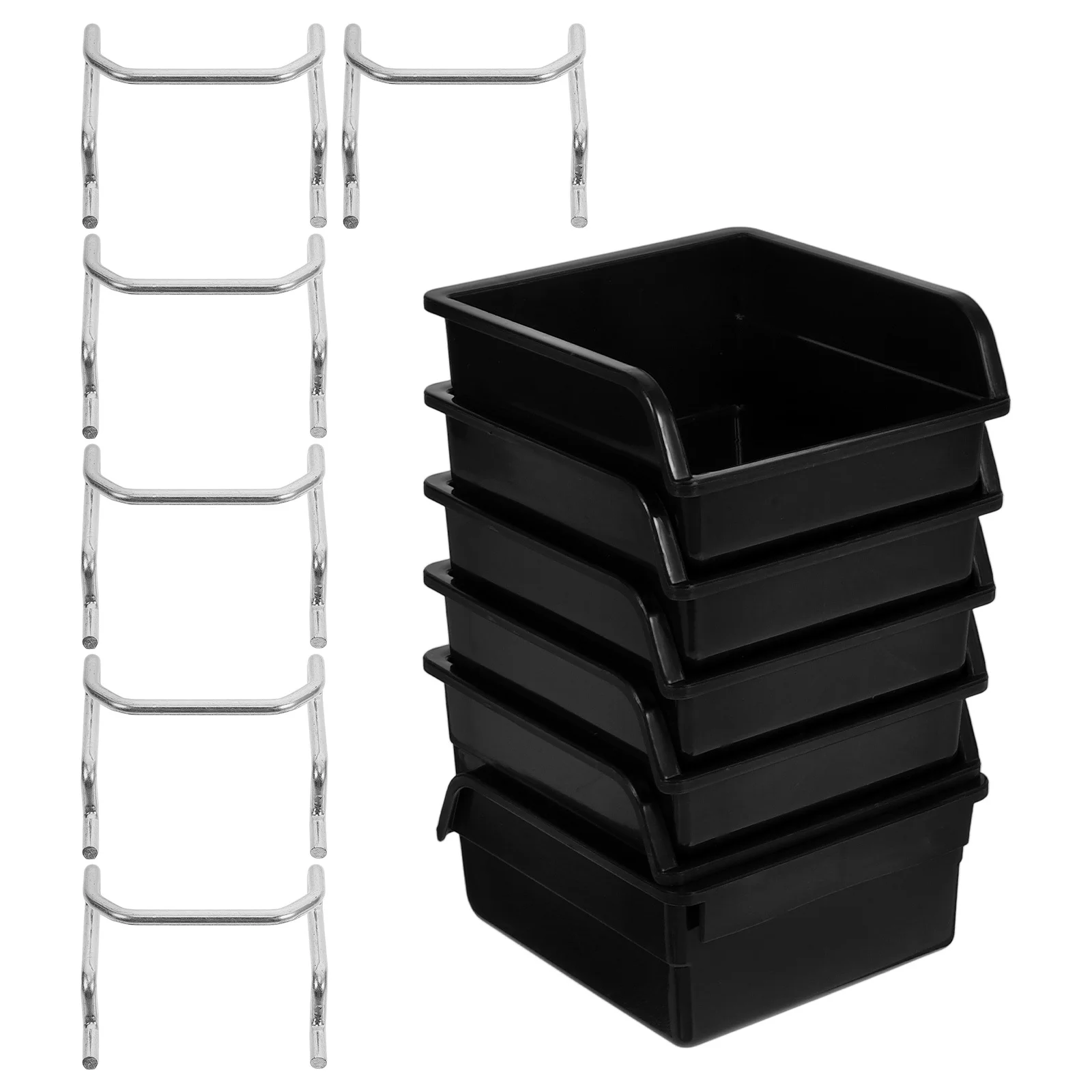 

6Sets Pegboard Bins Durable Plastic Storage Boxes Slanted Opening for Garage Workshop Craft Room Organization Pegboard