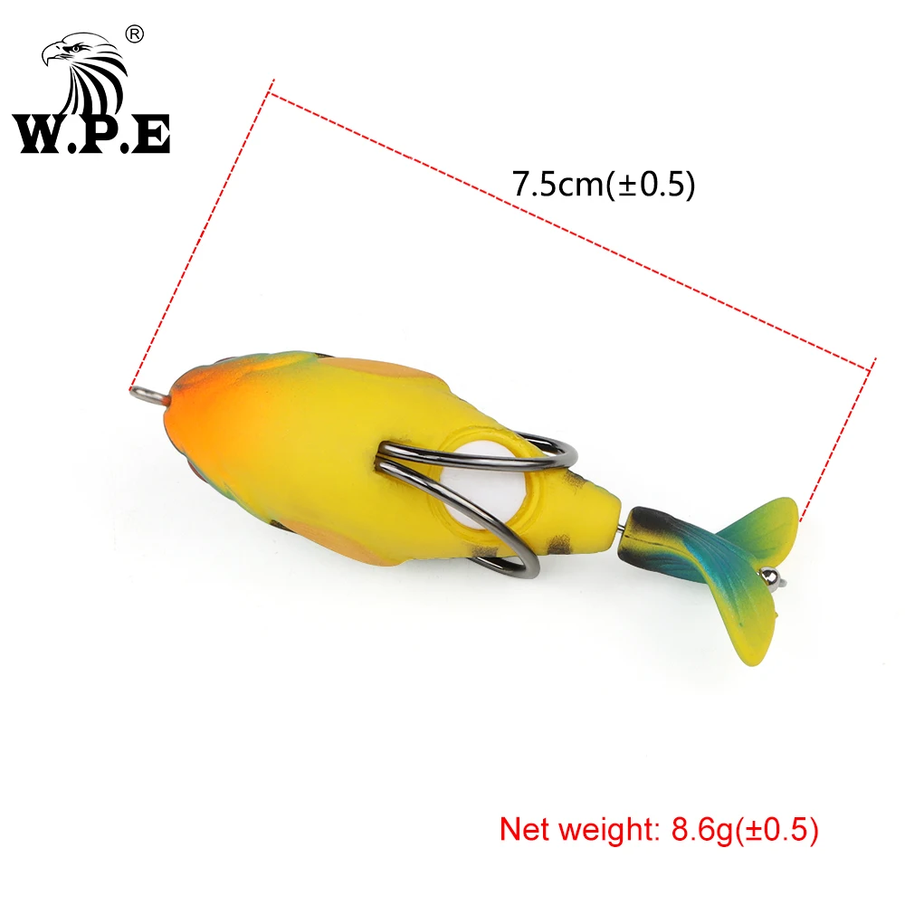 W.P.E 1 pz richiamo di Pesca 75mm 10 colori richiamo morbido falso richiamo TopWater simulazione galleggiante esca artificiale attrezzatura da Pesca Pesca