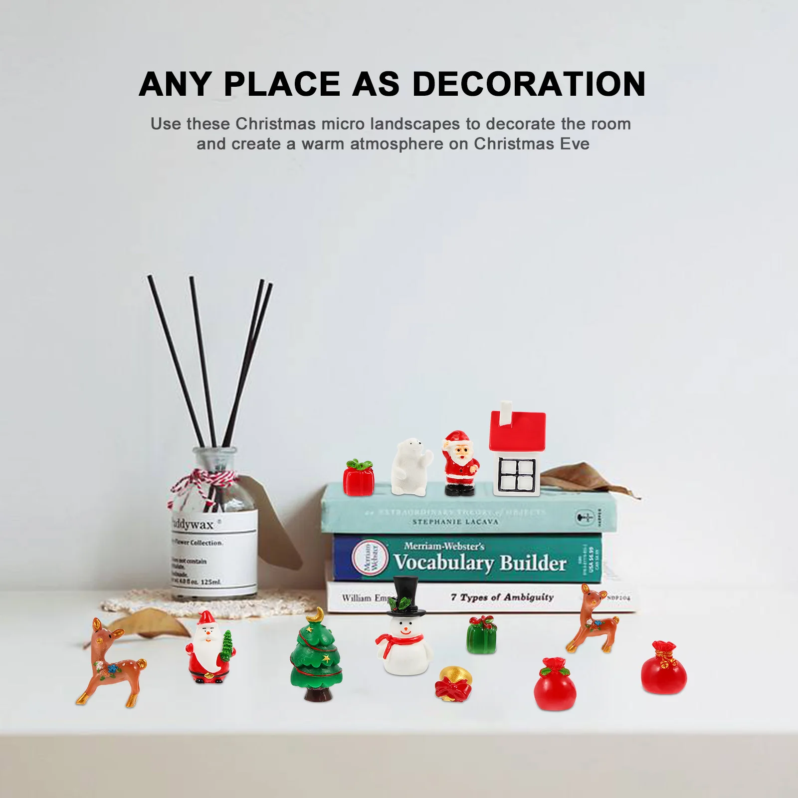 

30Pcs Christmas Elk Resin Santa Miniature Snow Scene Ornaments Micro Resin Crafts Decorative Home Christmas Decorations