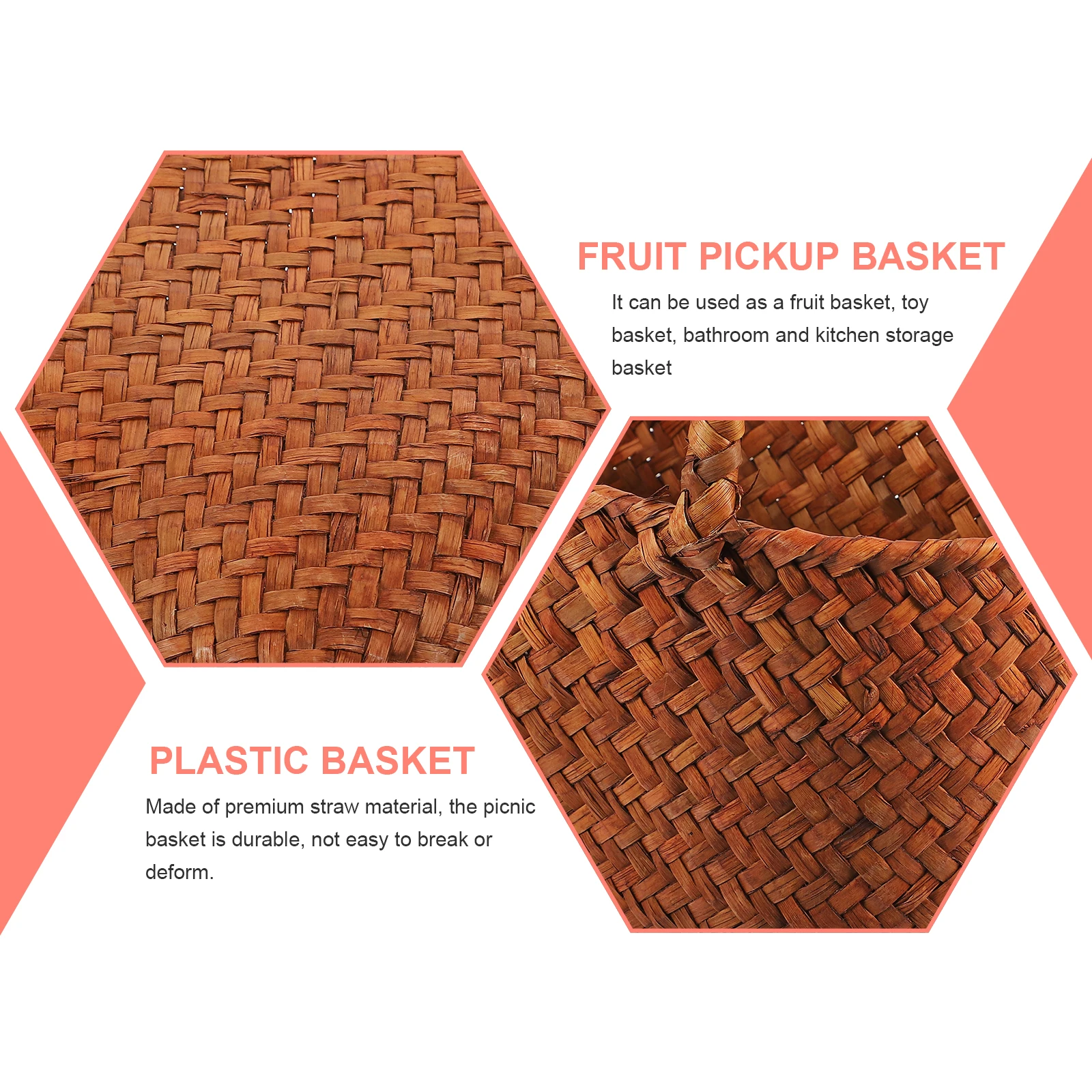 

Hand Woven Straw Picnic With Handles Portable Storage For Fruits Vegetables Outdoor Camping Party Snacks Handmade Woven
