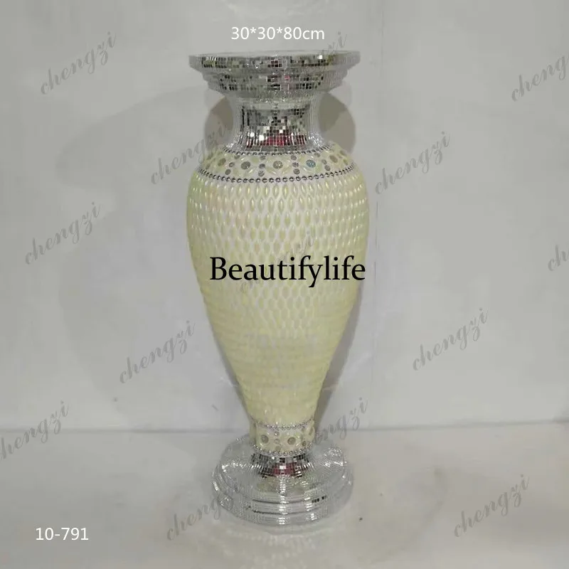 A95 simple sticker pearl ant large diameter floor vase fiberglass round bottom flower ware hotel shopping mall ornament