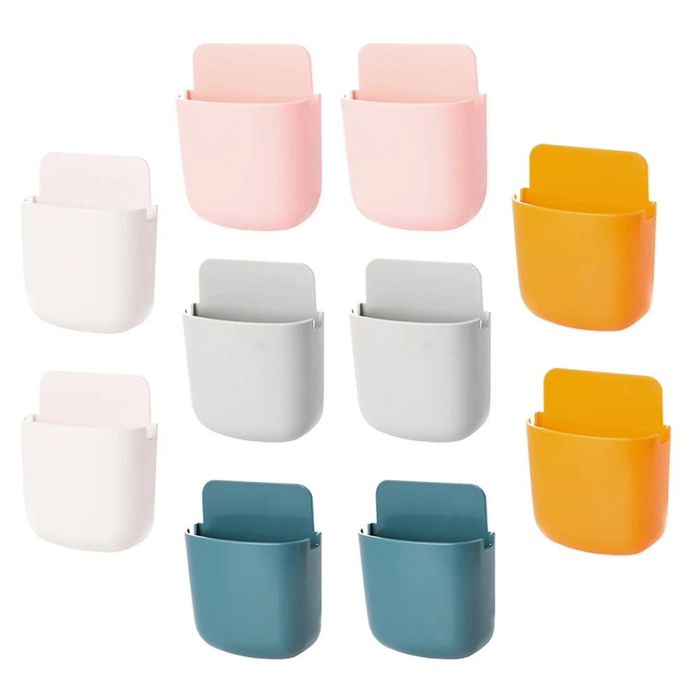

10 Pcs Wall Adhesive Storage Box Remote Controller ganizer Punch Free Plastic Container Lightweight Compact Bathroom Bedroom