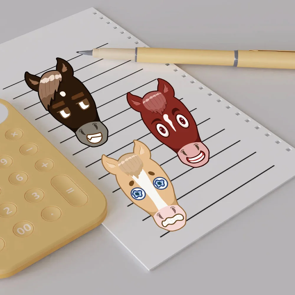 8PCS Animal Horse Coffee Horse Brown Horse Puzzle Stickers Cartoon Face Stickers DIY Creative Table Decoration Stickers