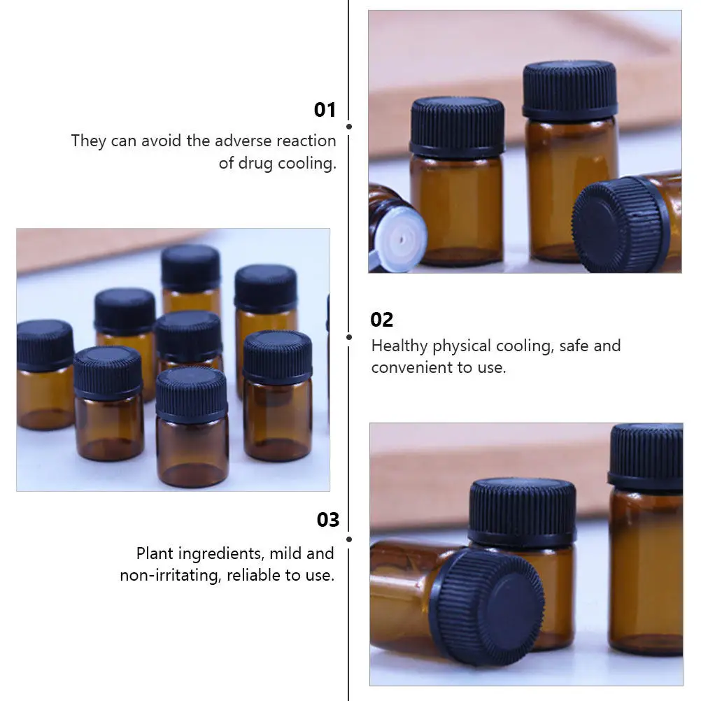 24Pcs Glass Essential Oil Bottles Perforated Plug Reagent Brown Travel Friendly Leak Proof Sub Packaging Bottles view 5