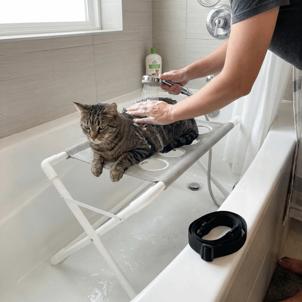Mesh Pet Bathing Rack Quick Dry Breathable Cat Grooming Hammock Multi Hole Anti-Escape Pet Grooming Stand for Pet Shop