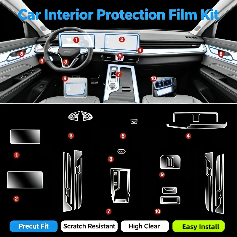 For 23-24 Volkswagen Tayron Full Interior Protection Film; Center Console Navigation Transparent Anti-scratch Film