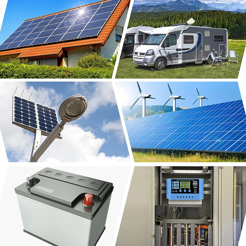 12V/24V 30A 20A 10A Solar Regulator PWM Battery Charger LCD Display Dual USB 5V Output Solar Controller
