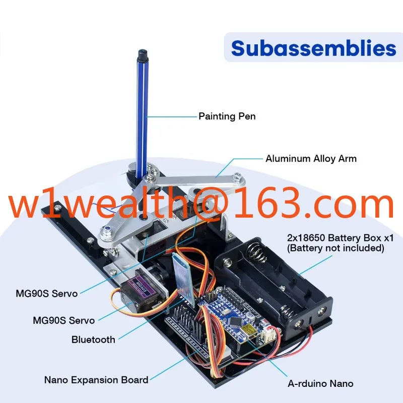 Picture 4: Robotic arm drawing kit includes Nano V3.0 ATmega328P controller board programmable DIY plotter for Arduino projects