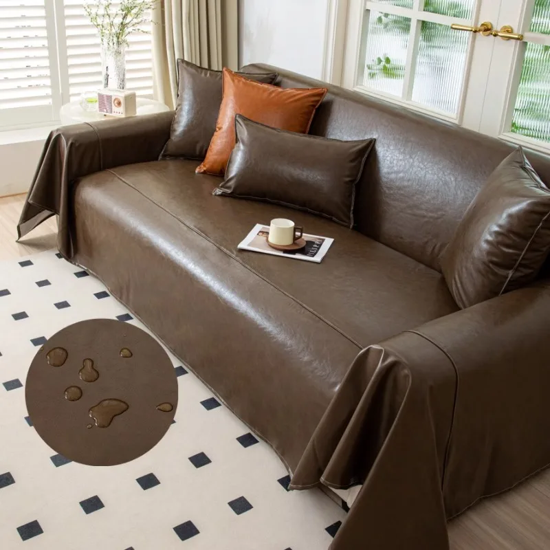 

1/2/3/4 Seater Waterproof Sofa Cover Artificial Leather Chaise Longue Slipcovers Armchair Protector Couch Cover for Living Room