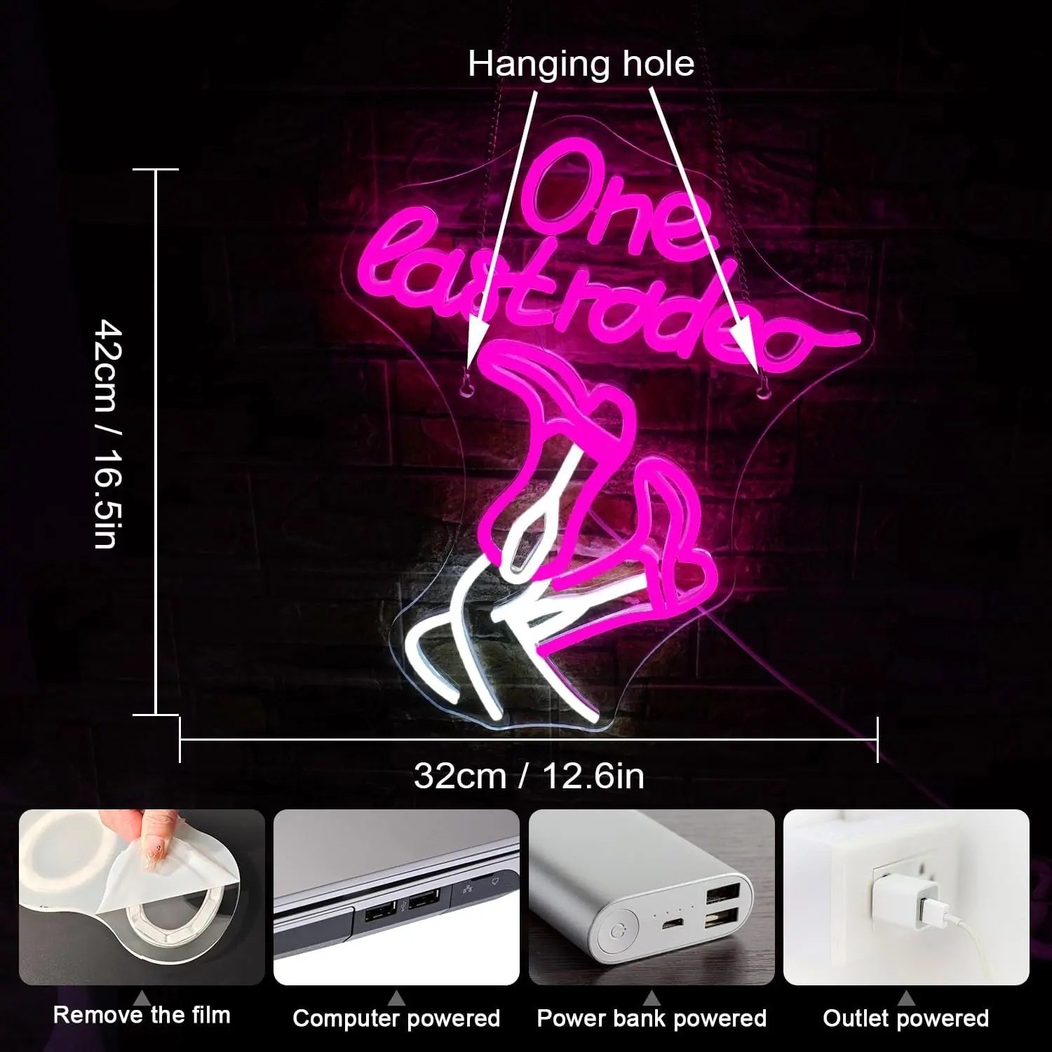 One Last Rodeo Neon Sign Cowboy Boots Dimmable Cowgirl for Wall Decor Connectivity Via USB Licked Neon Light for Bedroom Home Ba