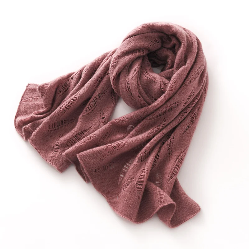 

Женский шарф из 100% кашемира — легкая мягкая накидка на четыре сезона — модный вязаный узор в виде кленового листа — теплая шаль и роскошный аксессуар