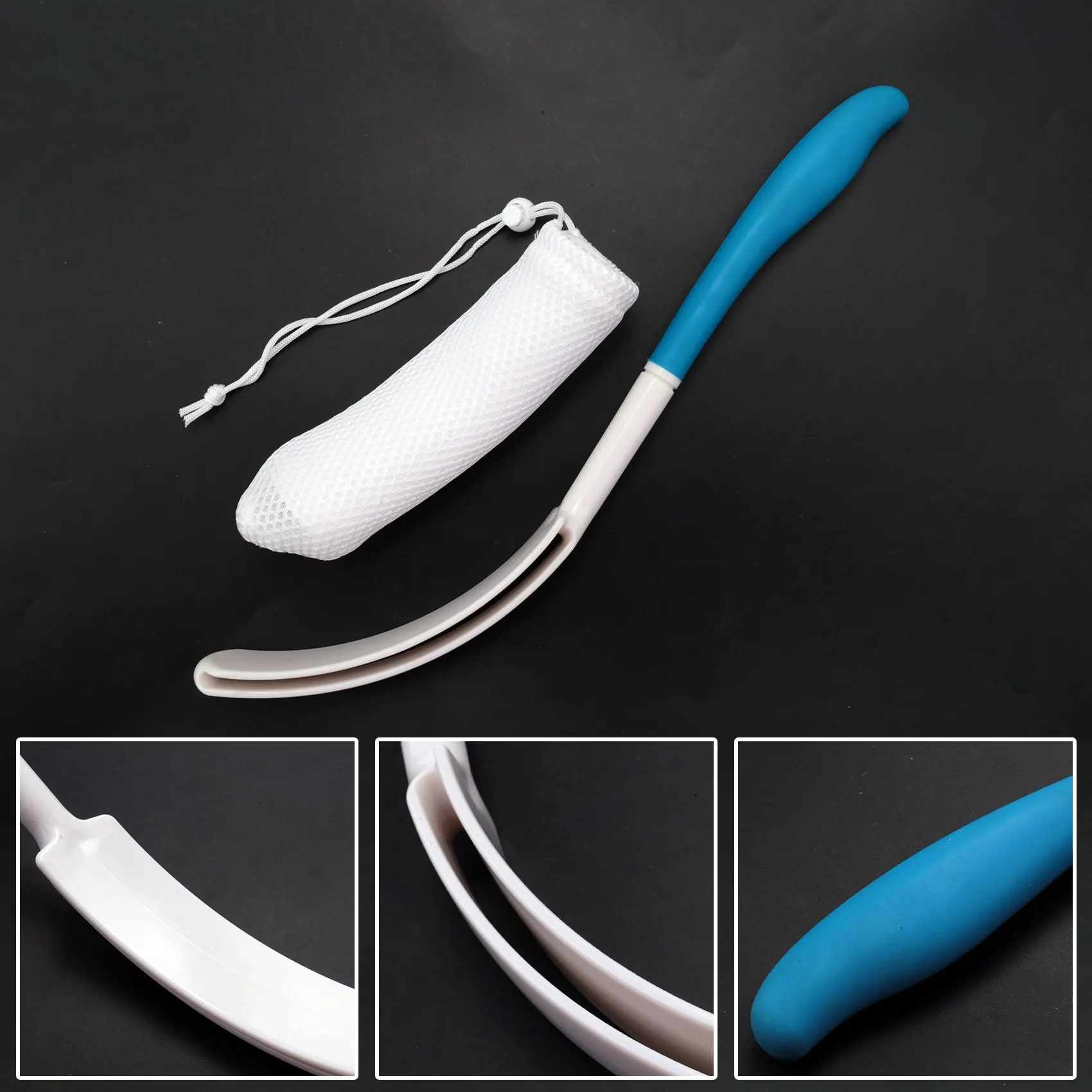 فرشاة استحمام خلفية ABNG فرشاة استحمام سهلة الوصول مع مقبض غير قابل للانزلاق فرشاة استحمام منحنية طويلة مناسبة للاستحمام لكبار السن