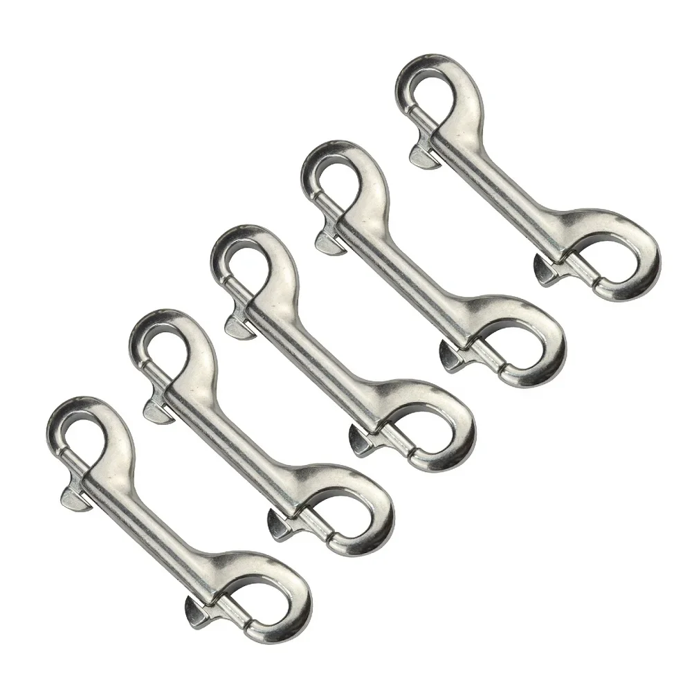 5PCS Stainless Steel 316 Sucha Diving Double End Bolt Snap Hook Clips 90mm 100mm 115mm Boat Hardware Double Ended Bolt Snap