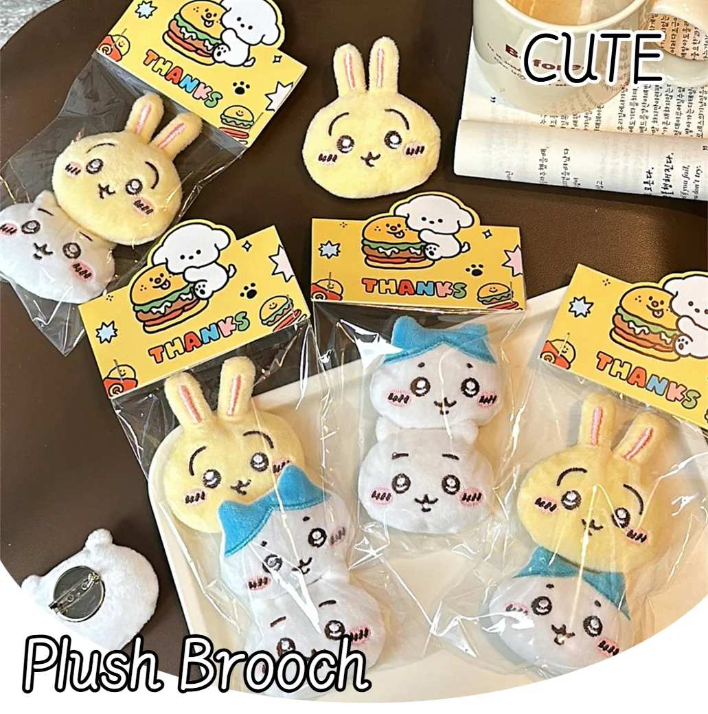 

Cute Chiikawa Cartoon Brooch Girl Back Packaging Accessories Versatile Doll Accessories Doll Scarf Clothing Pin Children Gift