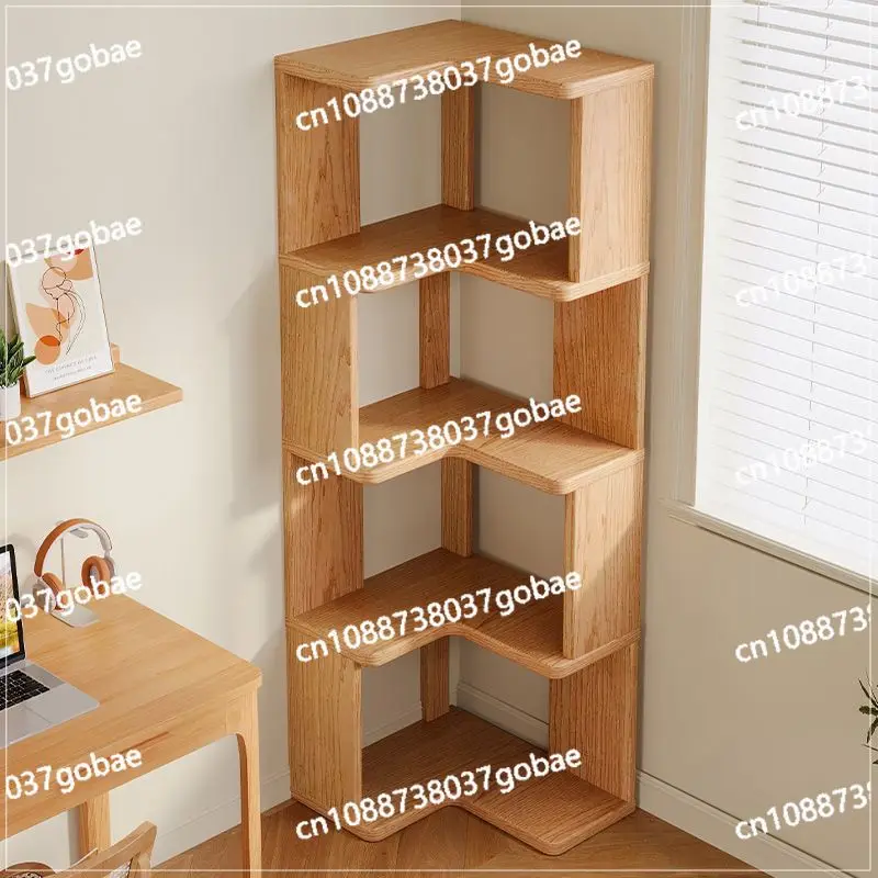 Solid wood corner cabinet Floor-to-ceiling bookshelf Shelf Corner multi-layer storage
