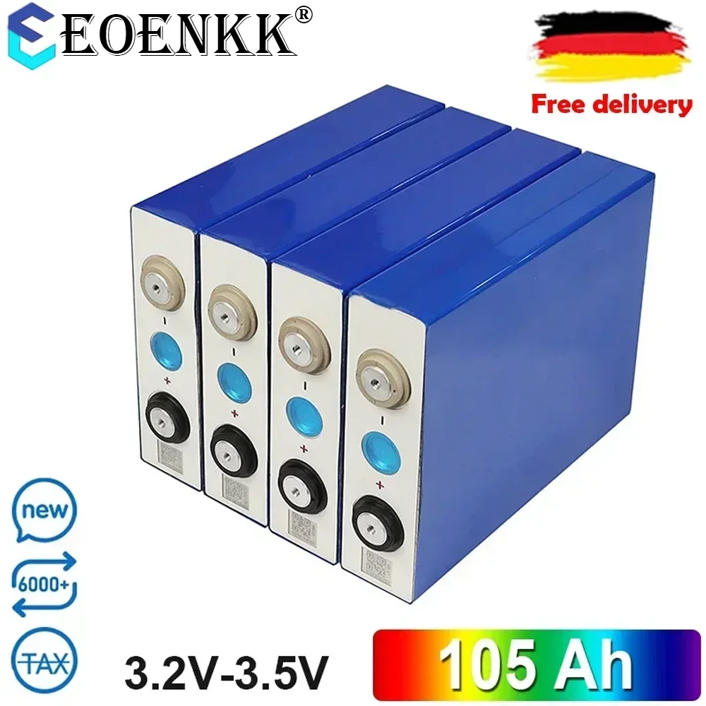 EOENKK New 3.2V 105Ah120Ah LiFePO4 Battery Cells Rechargeable Battery Pack for Solar Li-Ion High Current Rechargeable Power Cell