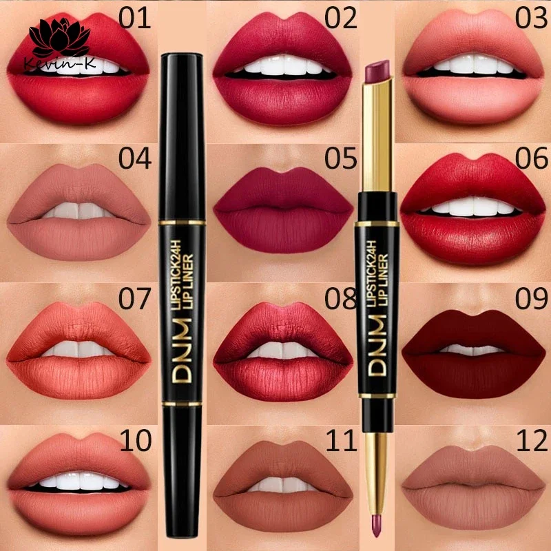 2 IN 1 Lip Liner Waterproof Matte Lipstick Pencil Contour Tint Sexy Red Matte Long Lasting Moisturizer Lipliner Cosmetics