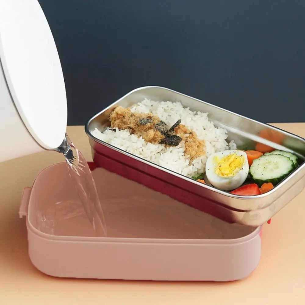 Poratble 600ml Insulated Lunch Box Microwaveable Detachable Food Storage Container Rectangular with Handle Food Box School