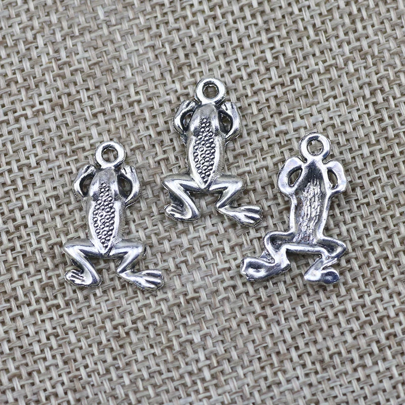 20 Pieces 13*21mm Mixed Alloy Antique Silver Color Frog Charms Bracelet Vintage Pendant Accessory For DIY Jewelry Making