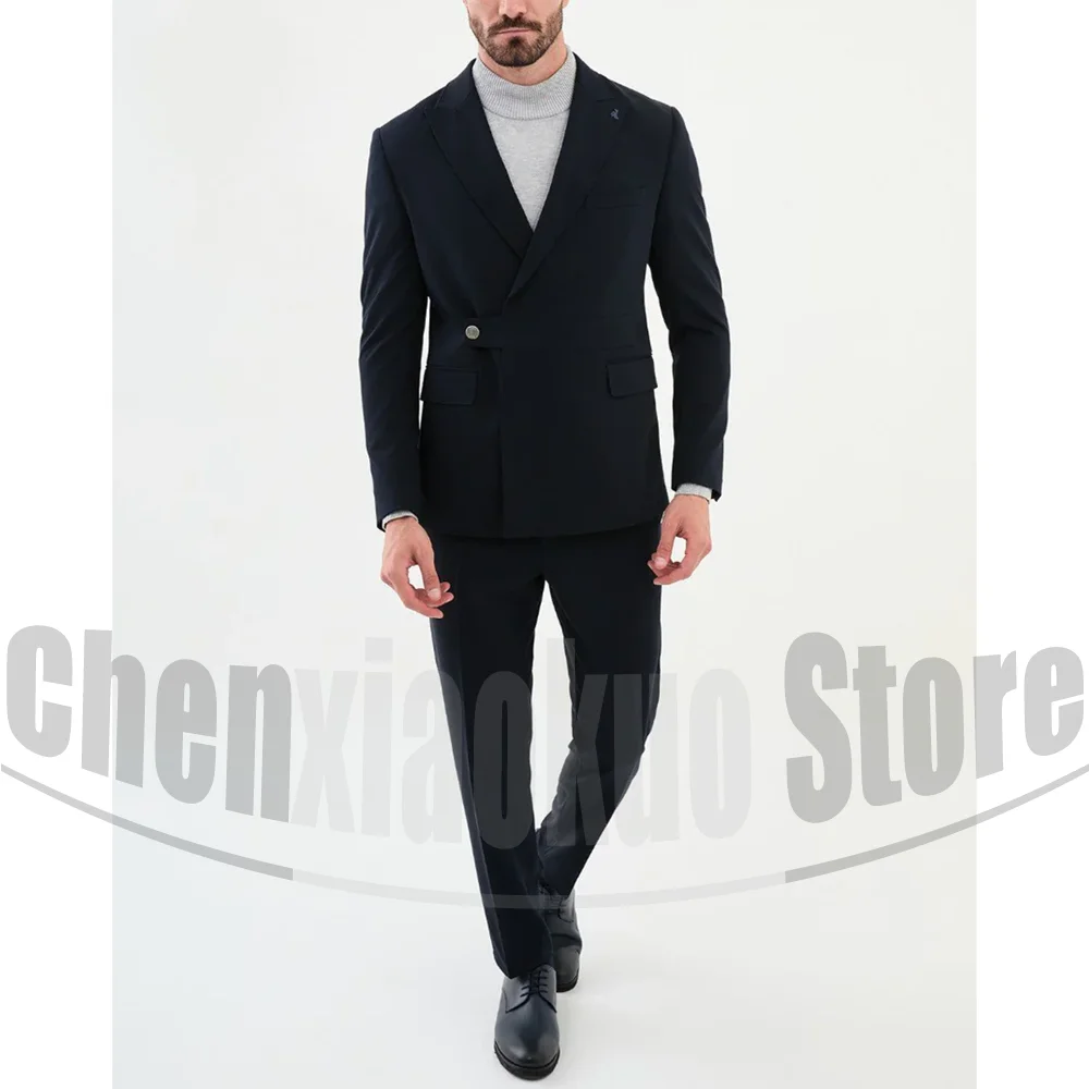 

Мужские костюмы из двух предметов, высококачественный пиковый лацкан на одной пуговице, стильные смокинги для свадебной вечеринки, деловой умный повседневный мужской костюм по индивидуальному заказу