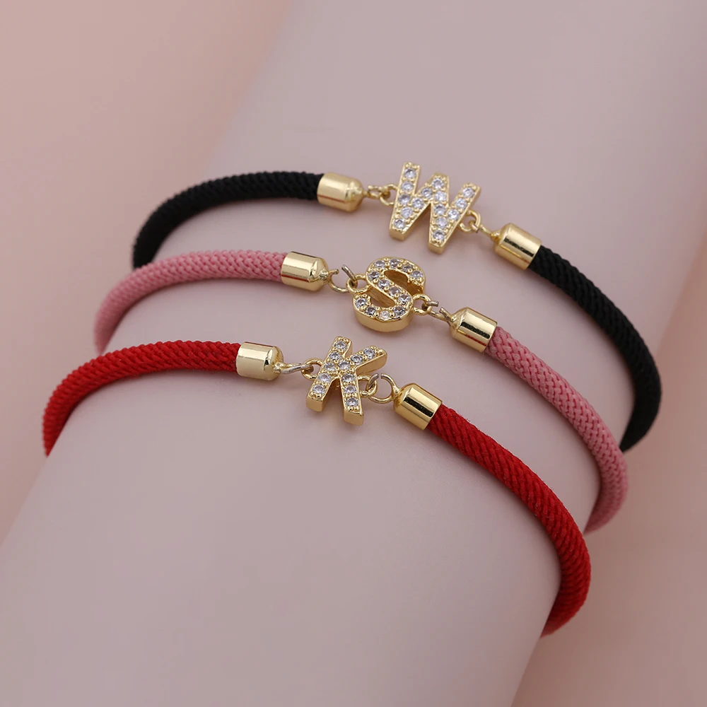 Fashion Versatile New 26 English Small Letter Red Pink Black Handmade Adjustable Rope Chain Men Women Party Banquet Jewelry