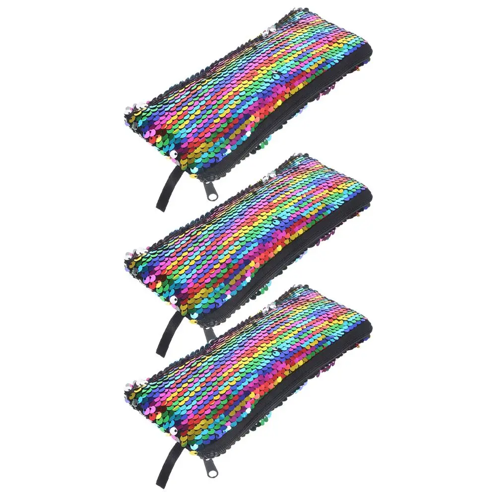 

3 шт., косметичка с блестками, кошелек для хранения, небольшой дорожный чехол для туалетных принадлежностей, губной помады, сумка на молнии, легкий портативный органайзер