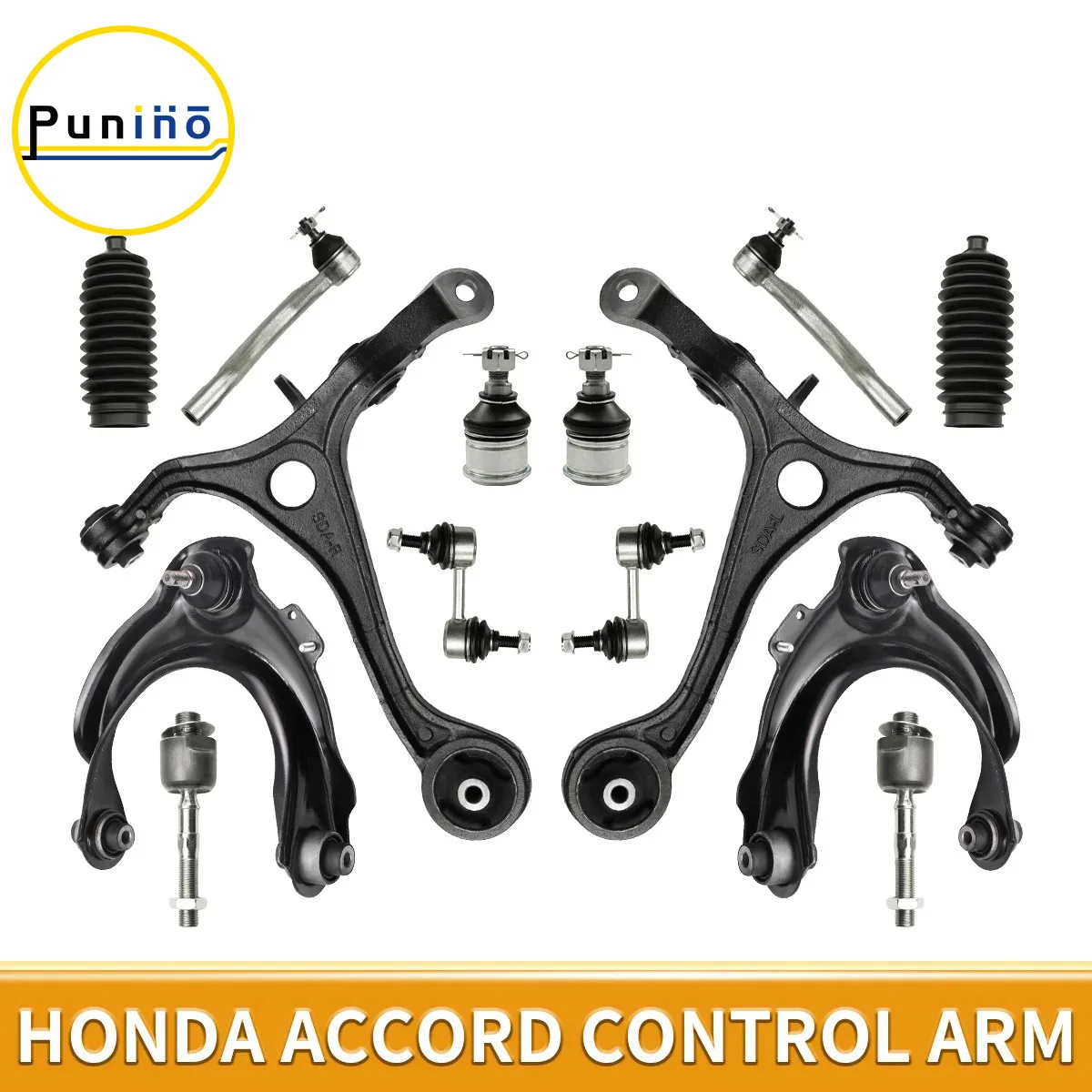 Punino 14pcs Front Upper Lower Control Arm Stabilizer Sway Bar Link Suspension Kit for Honda Accord 3.0L V6 2003 2004 2005