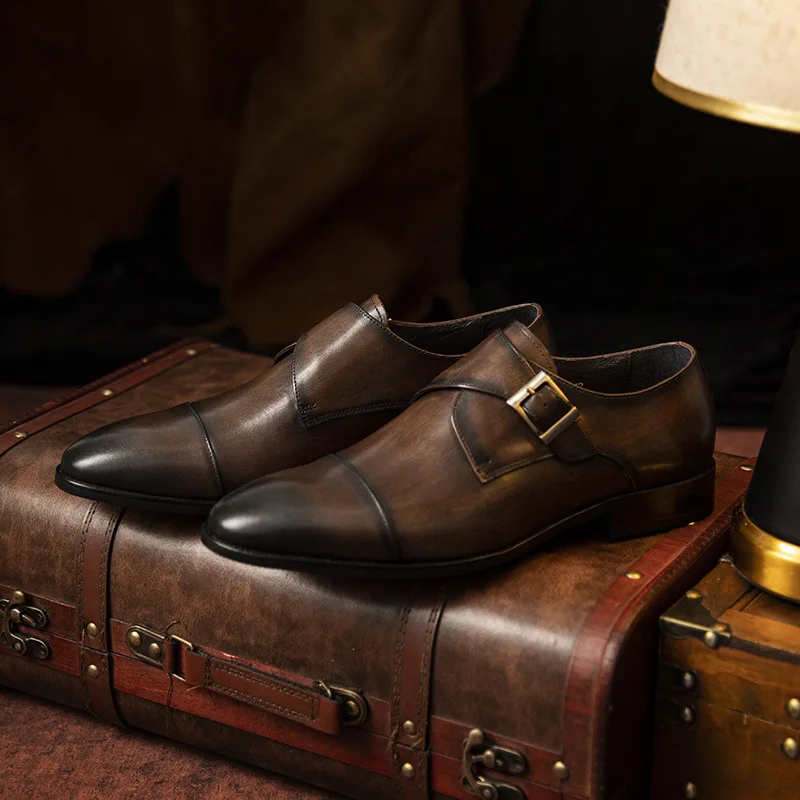 

Men Mengke Shoes Genuine Leather Low Heel Professional Classic Business Formal Men Shoes