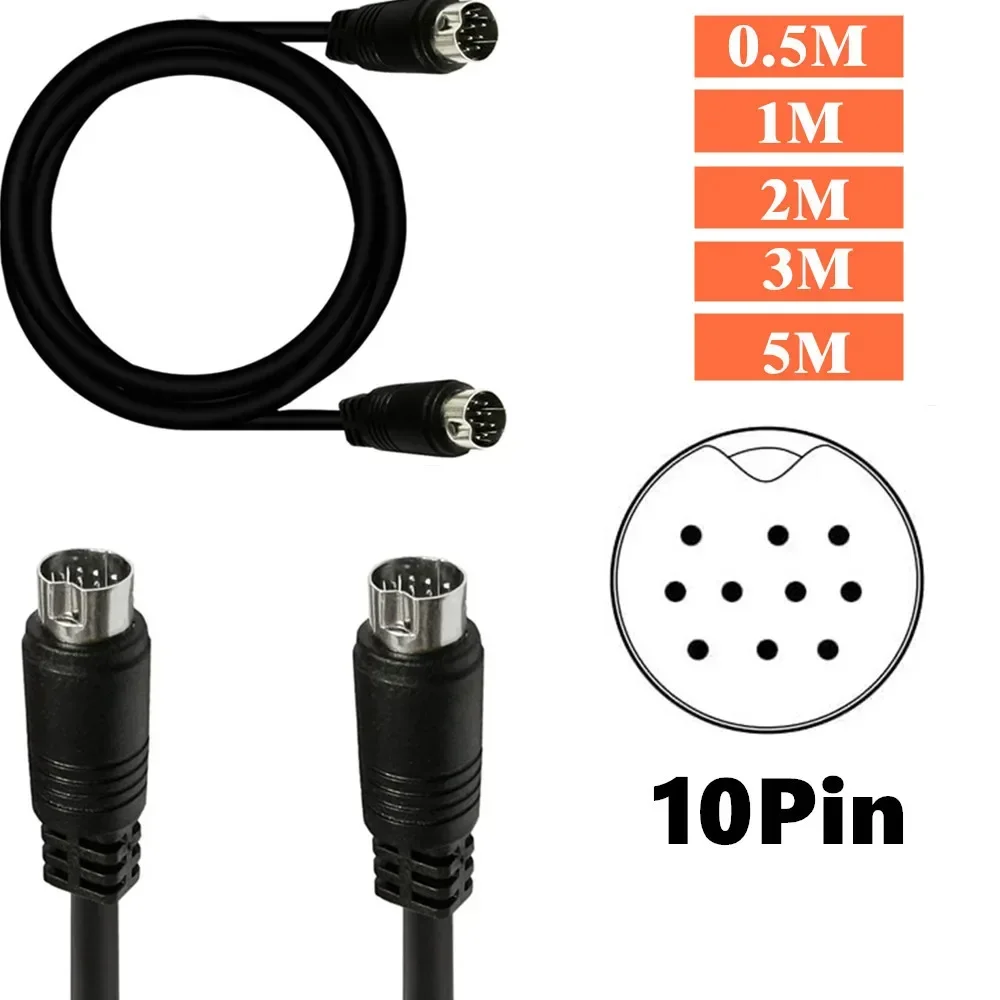 Mini DIN 10-pin male to female/male to male/female to female audio cable, suitable for TV receivers, monitors, and projectors.