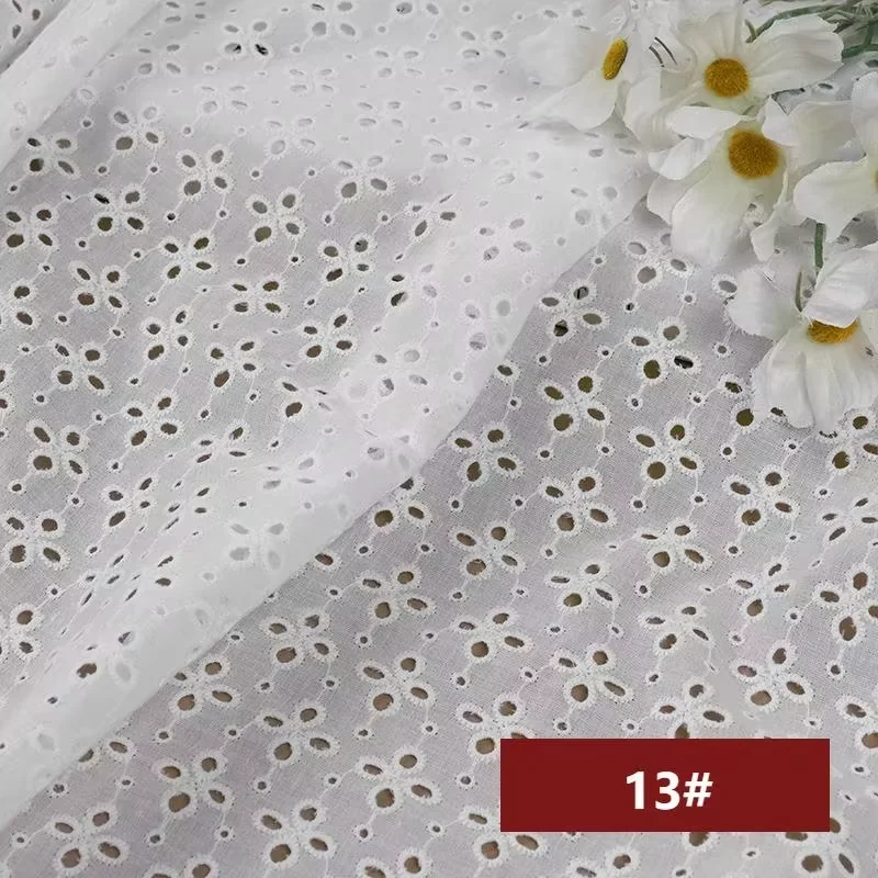 3/5/10m Broderie Anglaise White Cotton Fabric Eyelet Embroidered Cotton Lace Material for Sewing Dress,By the Meter