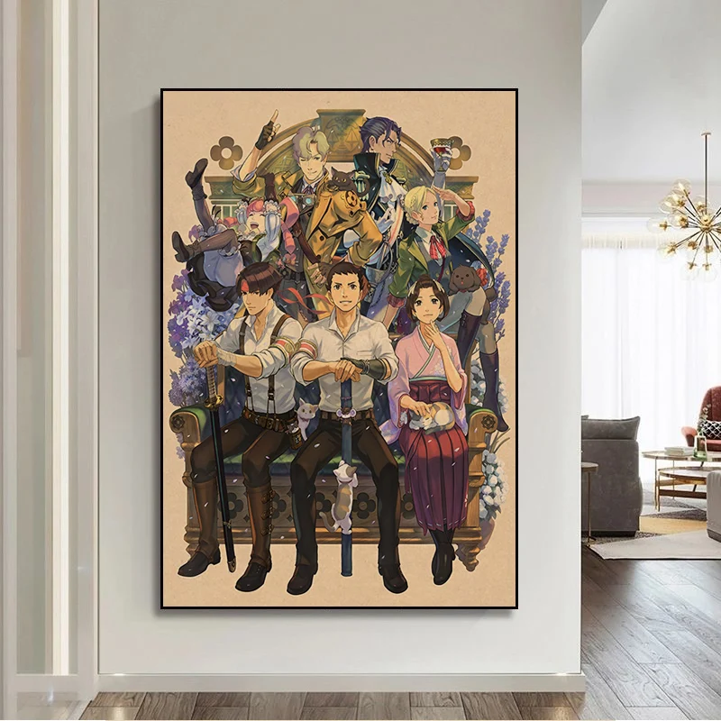 Gyakuten Saiban Ace Attorney Dobrej jakości wydruki i plakaty Retro Kraft Paper Naklejka DIY Pokój Bar Kawiarnia Kawaii Wystrój pokoju