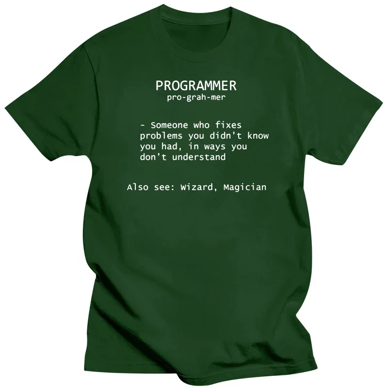 Programmer Definition Wizard Magician T Shirt Witchcraft Project Coder Deisgn Computer Engineer Tshirts Father\'s Dady Gift Tees