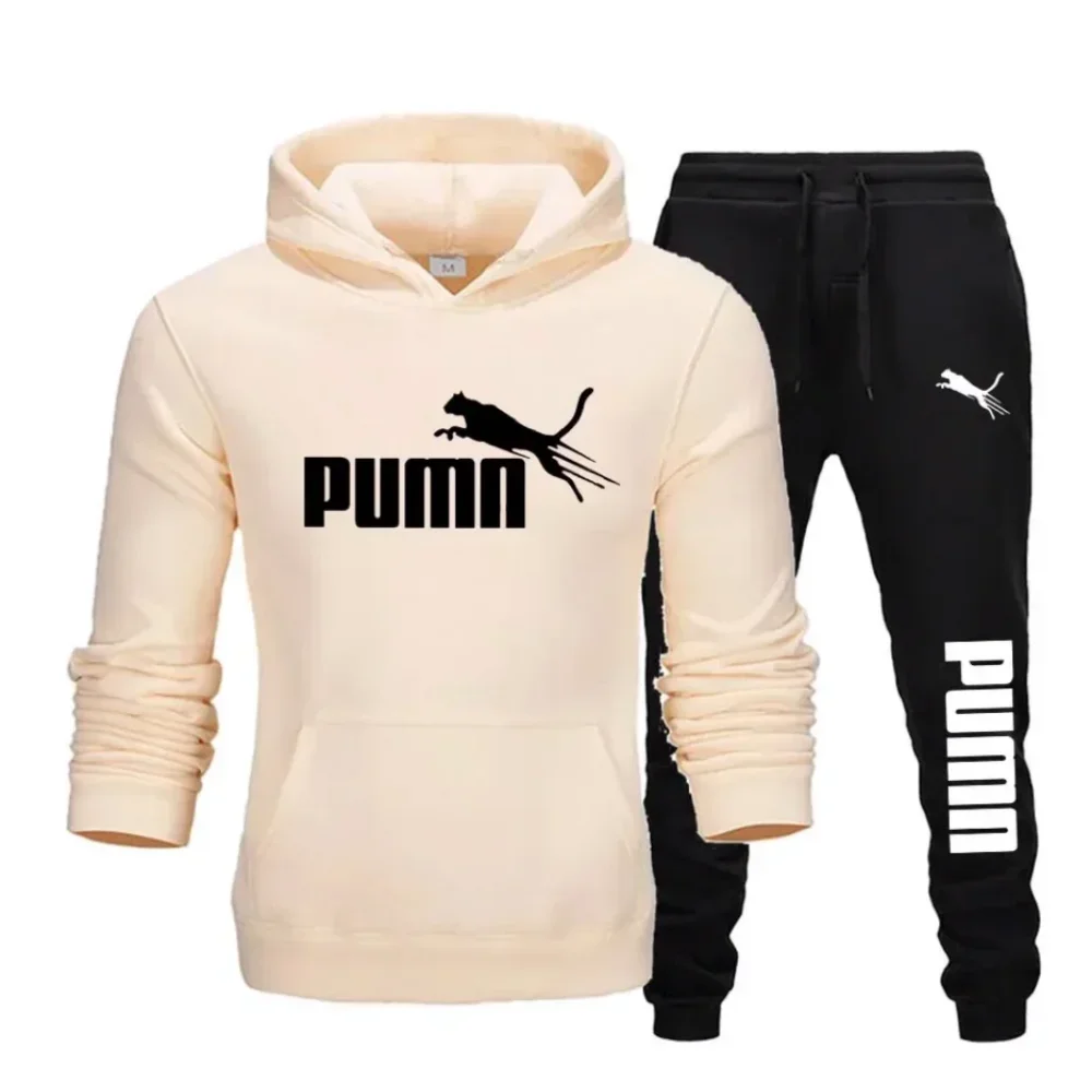 Un nuevo jersey de otoño e invierno para hombre, sudadera con capucha y pantalones largos, conjunto de 2 piezas de moda y Fitness, trotar, deportes informales