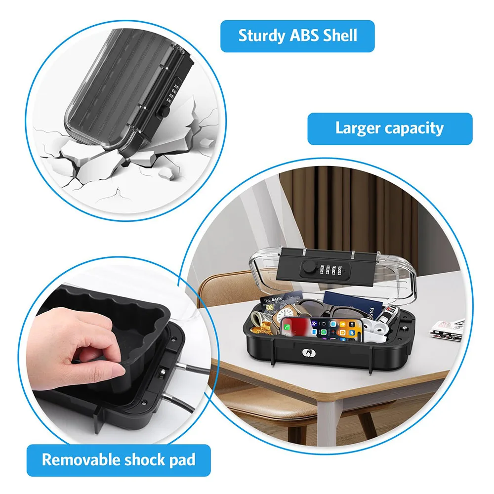 이동식 케이블 손잡이가 있는 휴대용 안전 상자, 여행용 안전 상자, 대용량 보안 잠금 상자, 코드 방수 키 잠금 상자