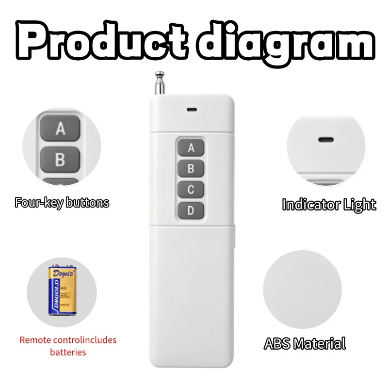 433MHz Universal Wireless Remote Control AC 220V 4CH Relay Receiver Module RF Switch 4 Button Remote Control Gate Garage Opener