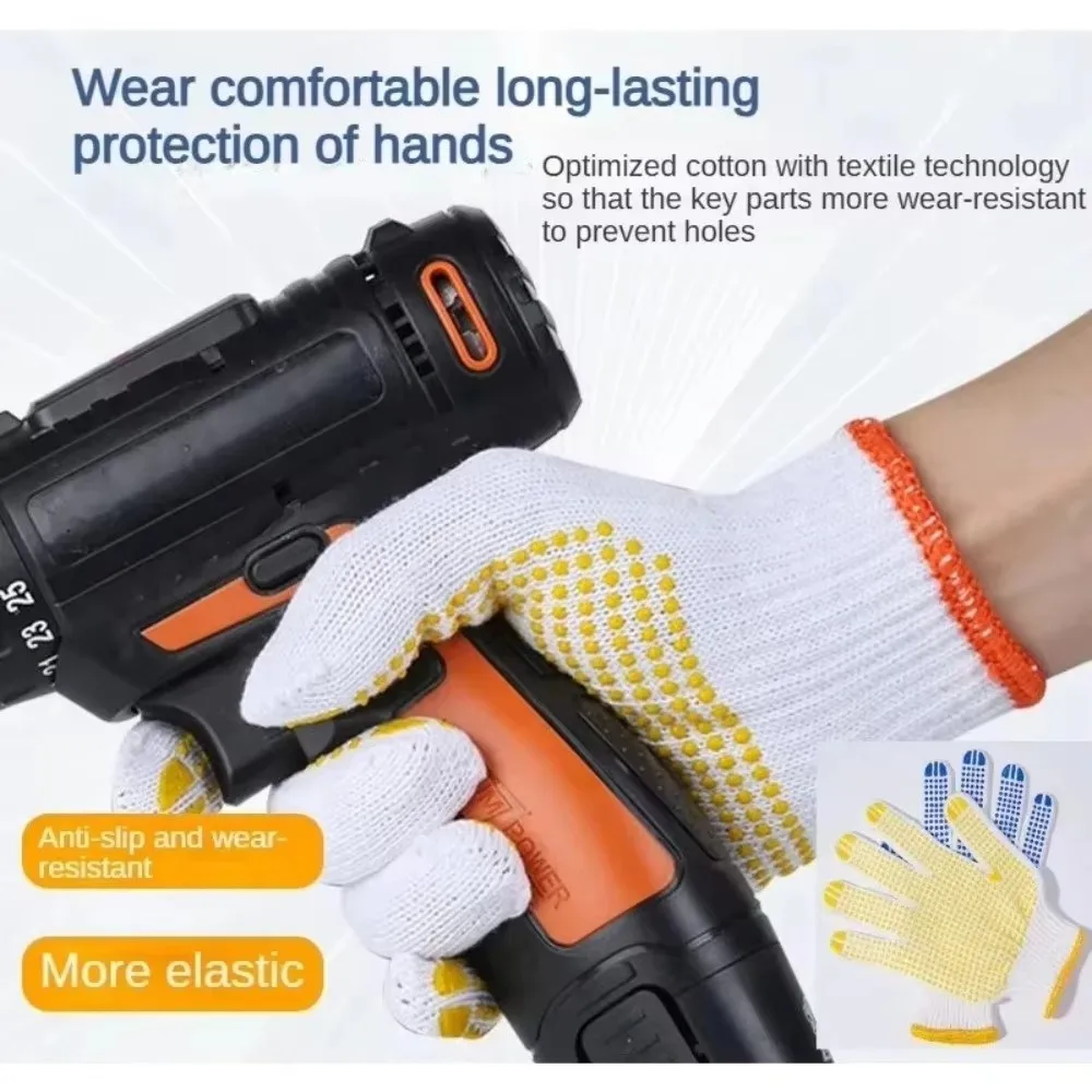 

48PCS/24Pairs Wear-Resistant Work Gloves Cotton Material Rubber Coated Protective Gloves Thickened Comfortable Anti Slip Gloves