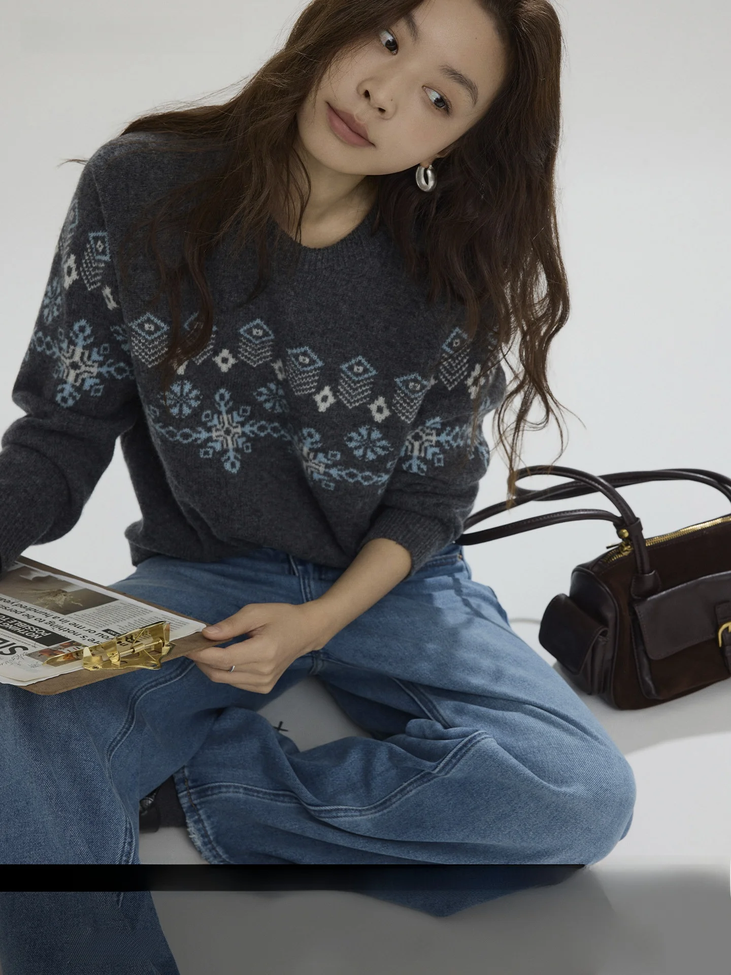 

Joli Choose00 Pure Wool round Ne Knitted Sweater Women's Casual Simple Faionable Knitwear Comfortable Loose Fit Long Sve