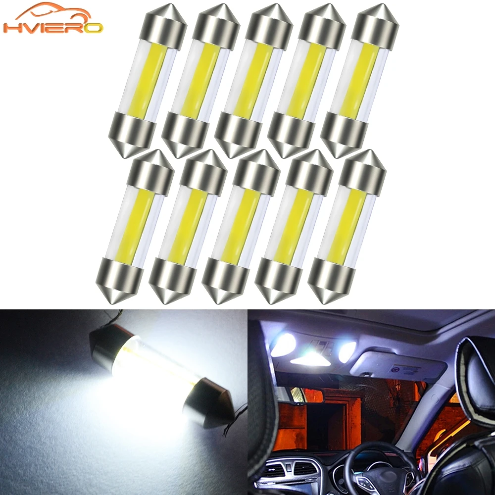 

10X Auto Trunk Lamp Universal White C5w DC 12V 39mm 41mm Dome Bright Led Light 360-degree Car Door Reading License Plate Lantern